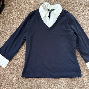 NWT Women’s Lauren Ralph Lauren Sweater Top With Collar